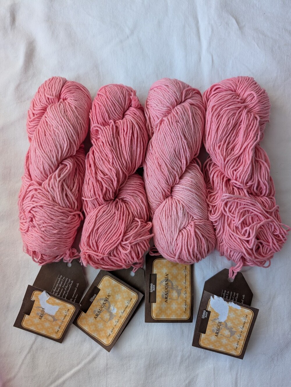 Araucania Ulmo Solid Pink Hand-dyed Cotton Yarn - 3 Skeins + 1 Skein Damaged - Picture 9 of 12